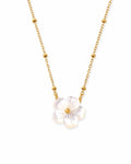 White Sea Shell Flower Clip Bead Necklace