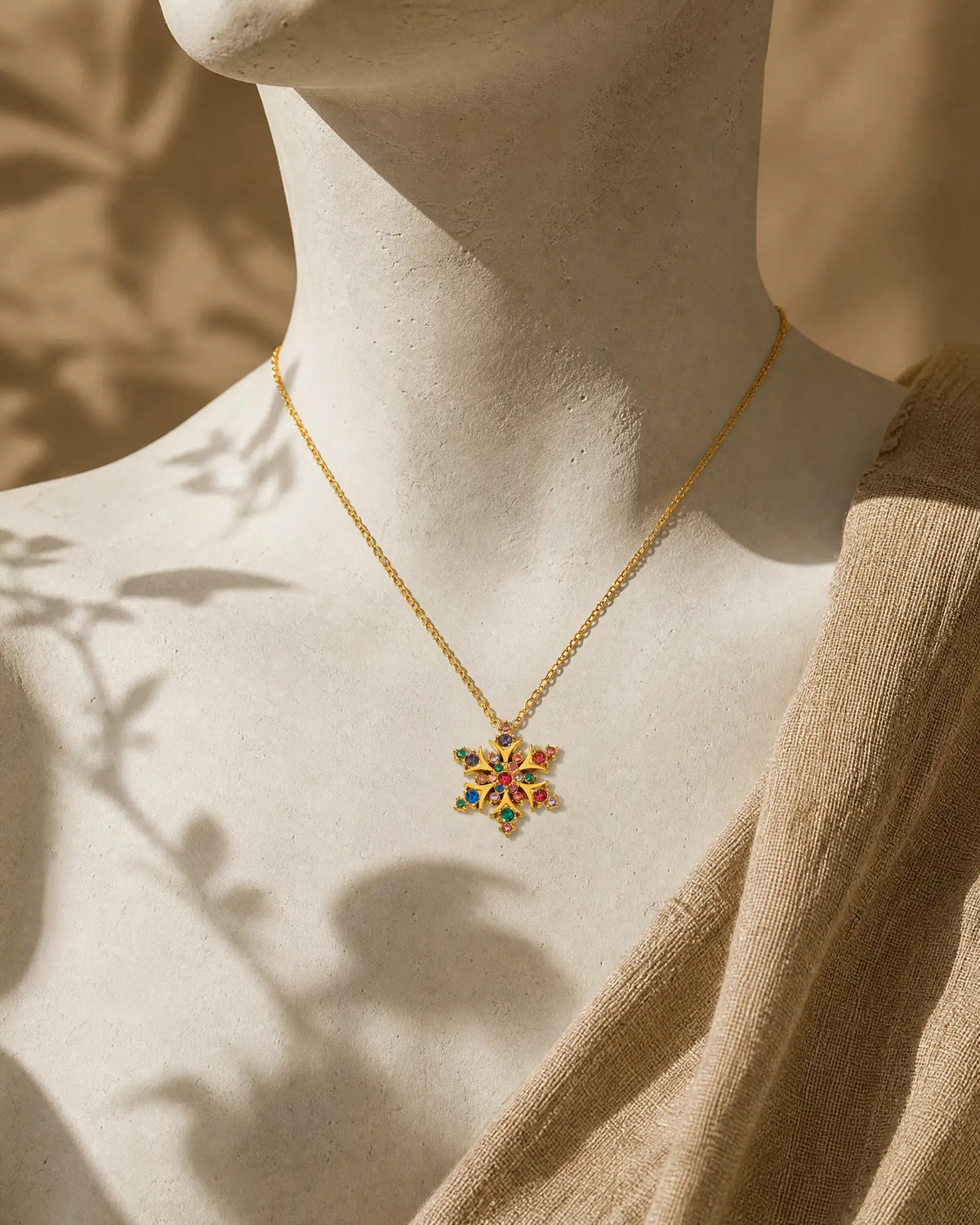 Multi-Color CZ Snowflake Pendant Necklace