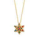 Multi-Color CZ Snowflake Pendant Necklace