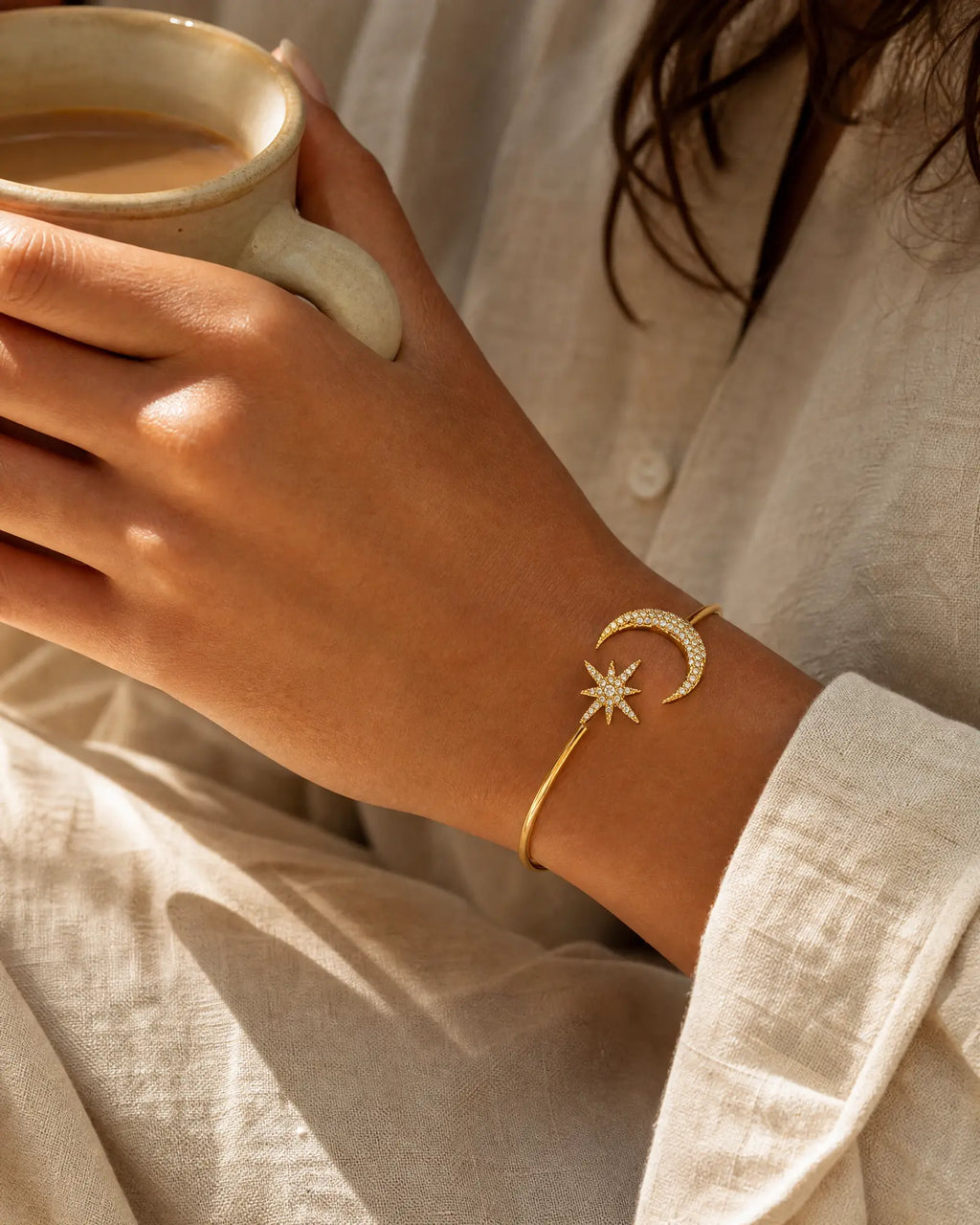 Celestial Star & Moon Cuff Bracelet