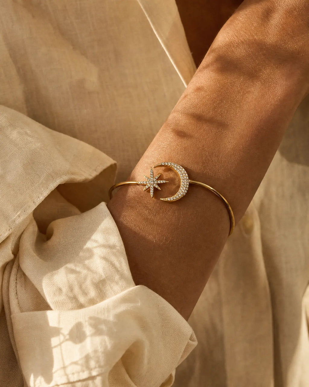 Celestial Star & Moon Cuff Bracelet