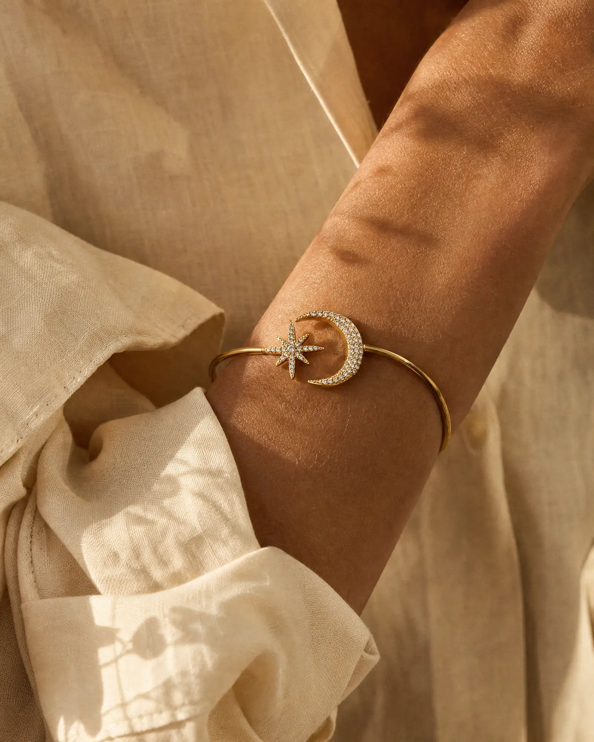 Celestial Star & Moon Cuff Bracelet