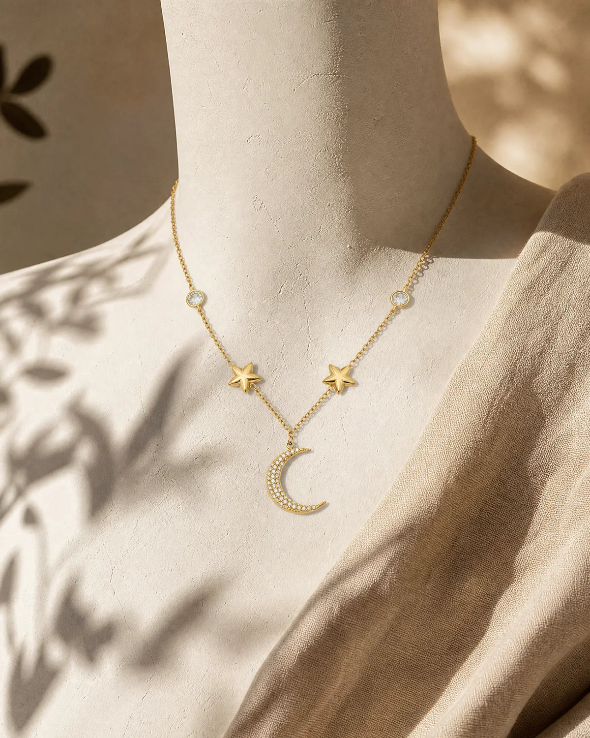 Celestial Moon & Stars CZ Necklace