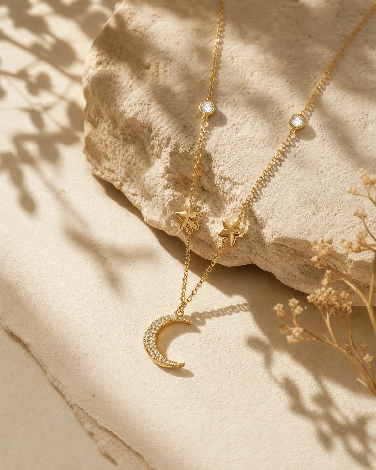 Celestial Moon & Stars CZ Necklace