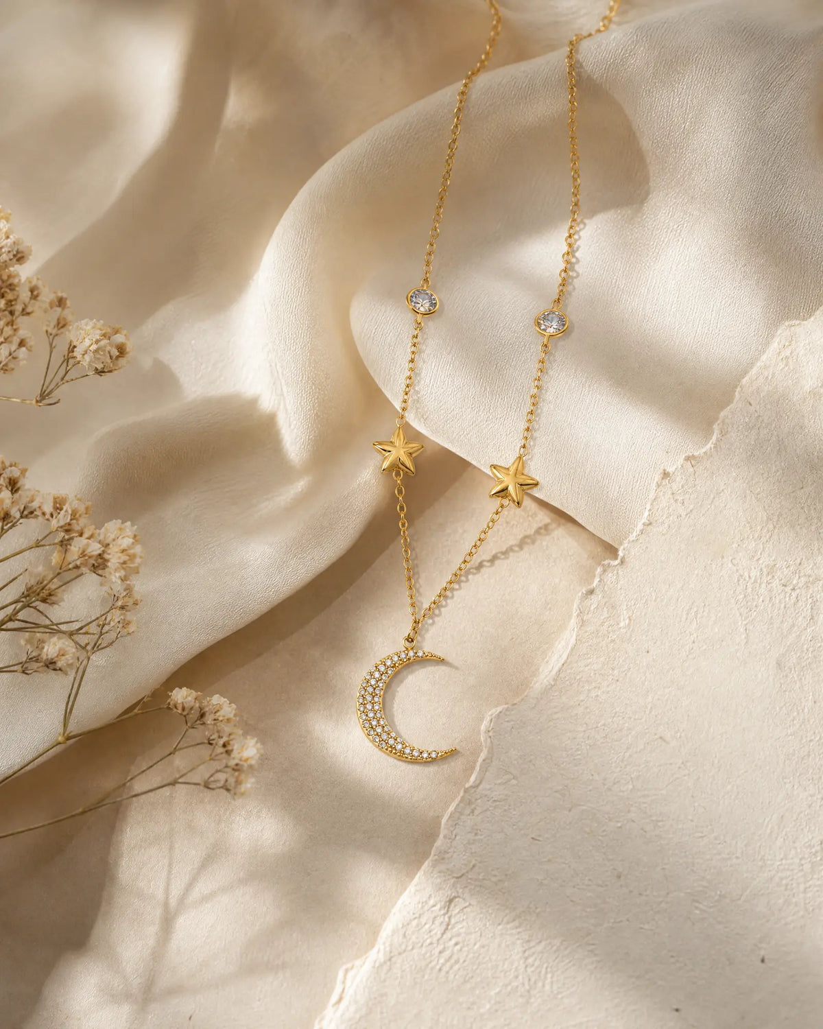 Celestial Moon & Stars CZ Necklace