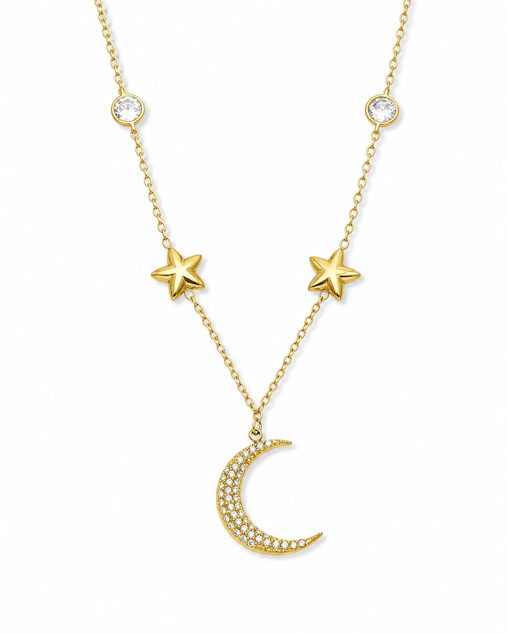Celestial Moon & Stars CZ Necklace