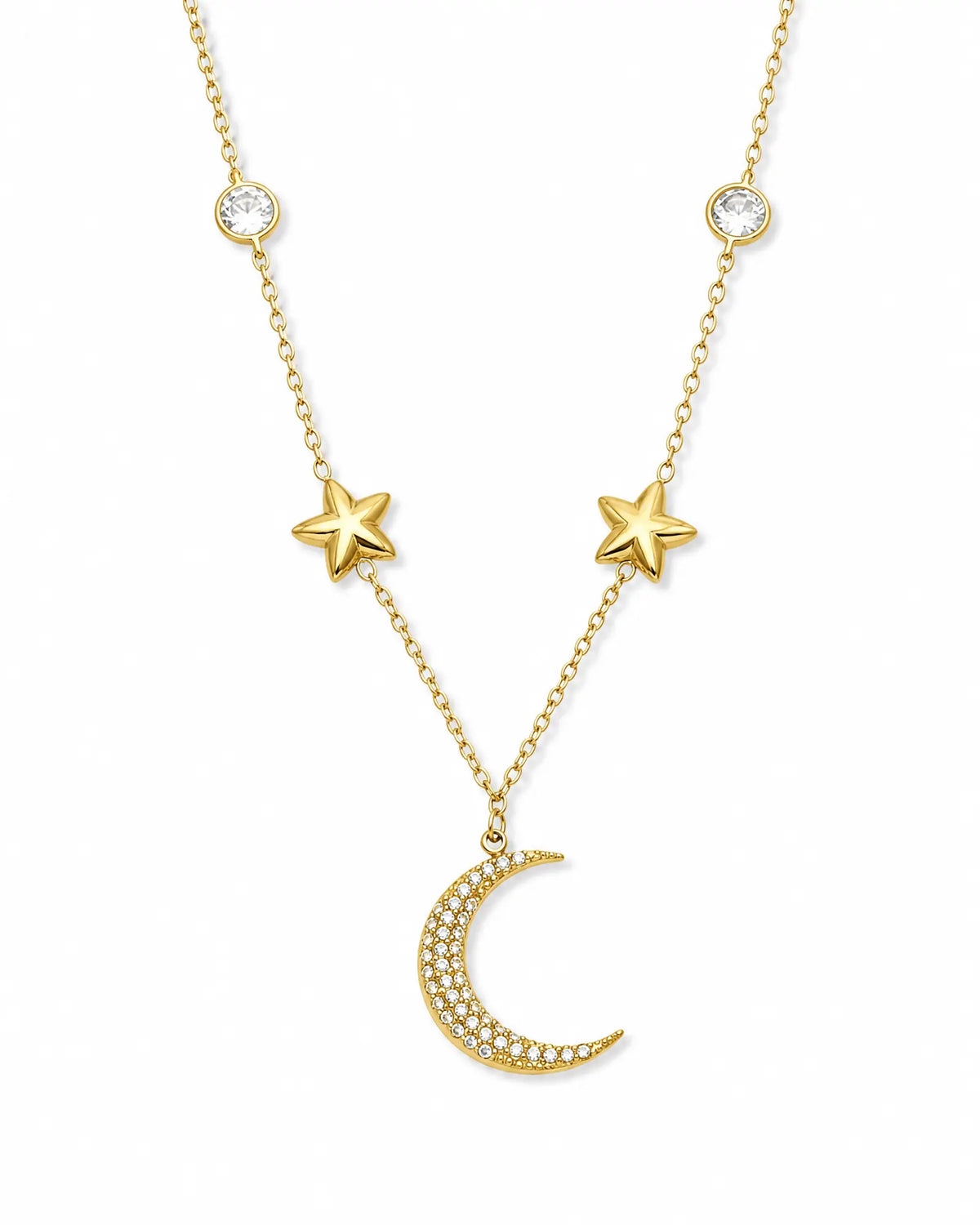 Celestial Moon & Stars CZ Necklace
