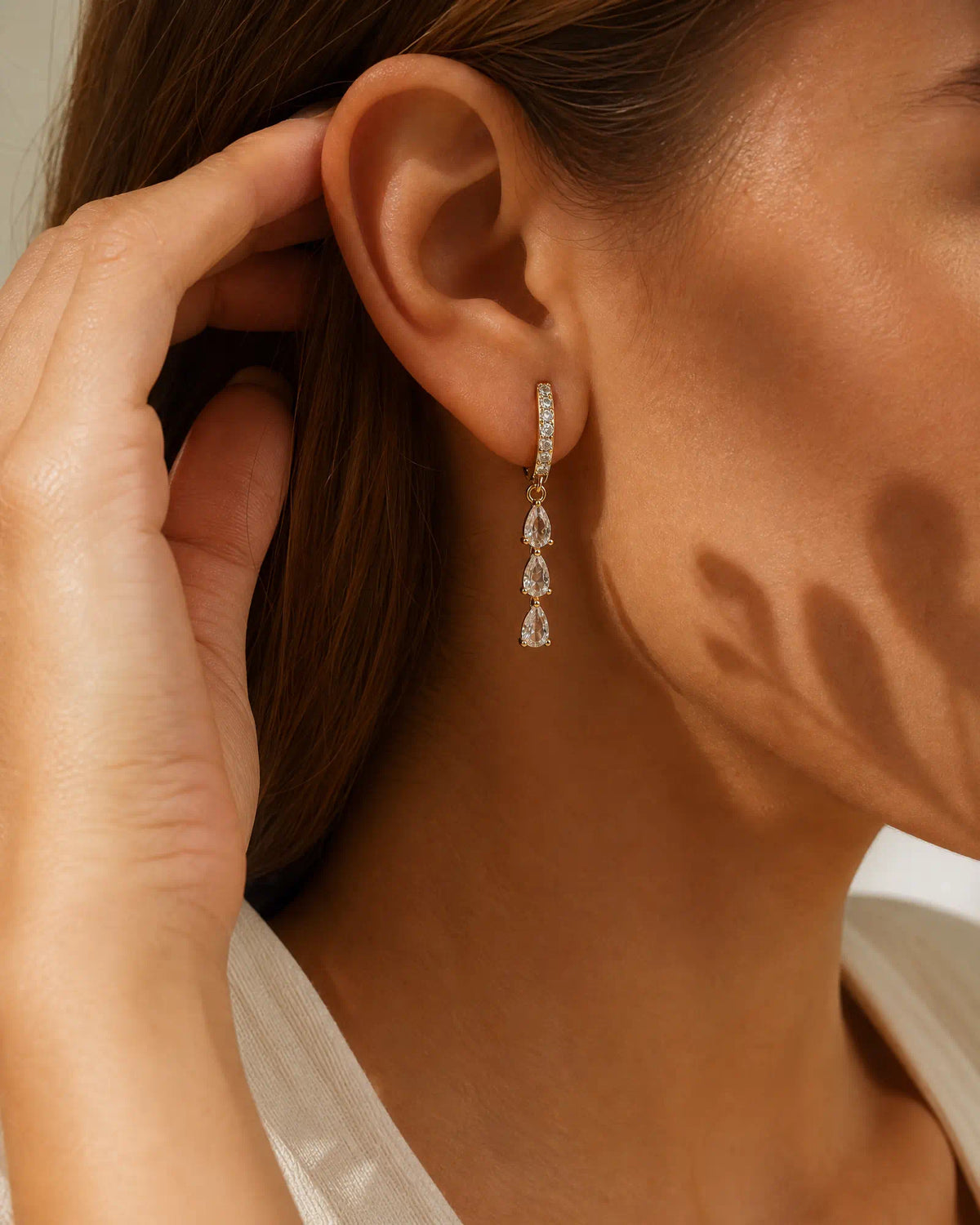 Triple Tier Drop Huggie Earrings