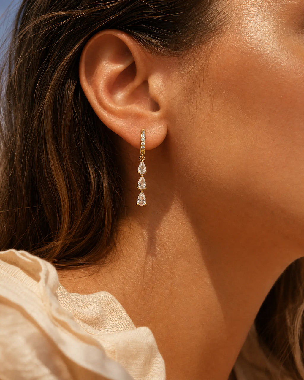 Triple Tier Drop Huggie Earrings