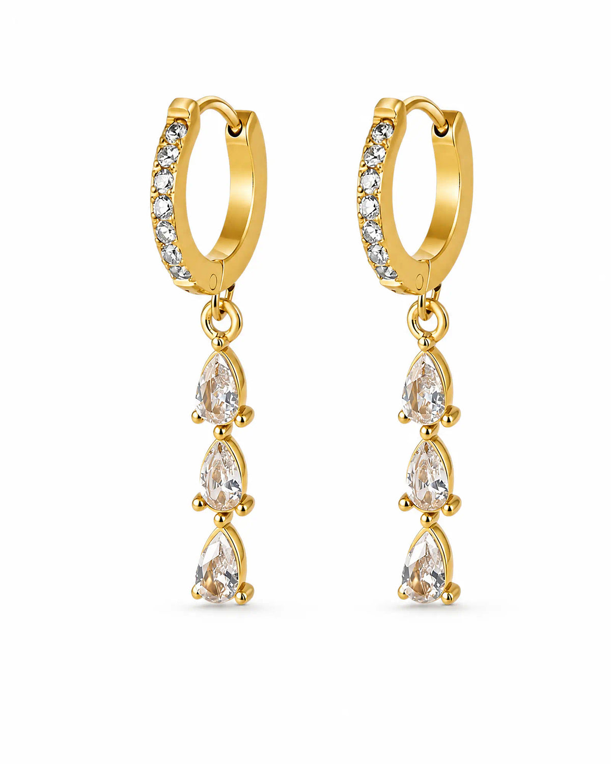 Triple Tier Drop Huggie Earrings