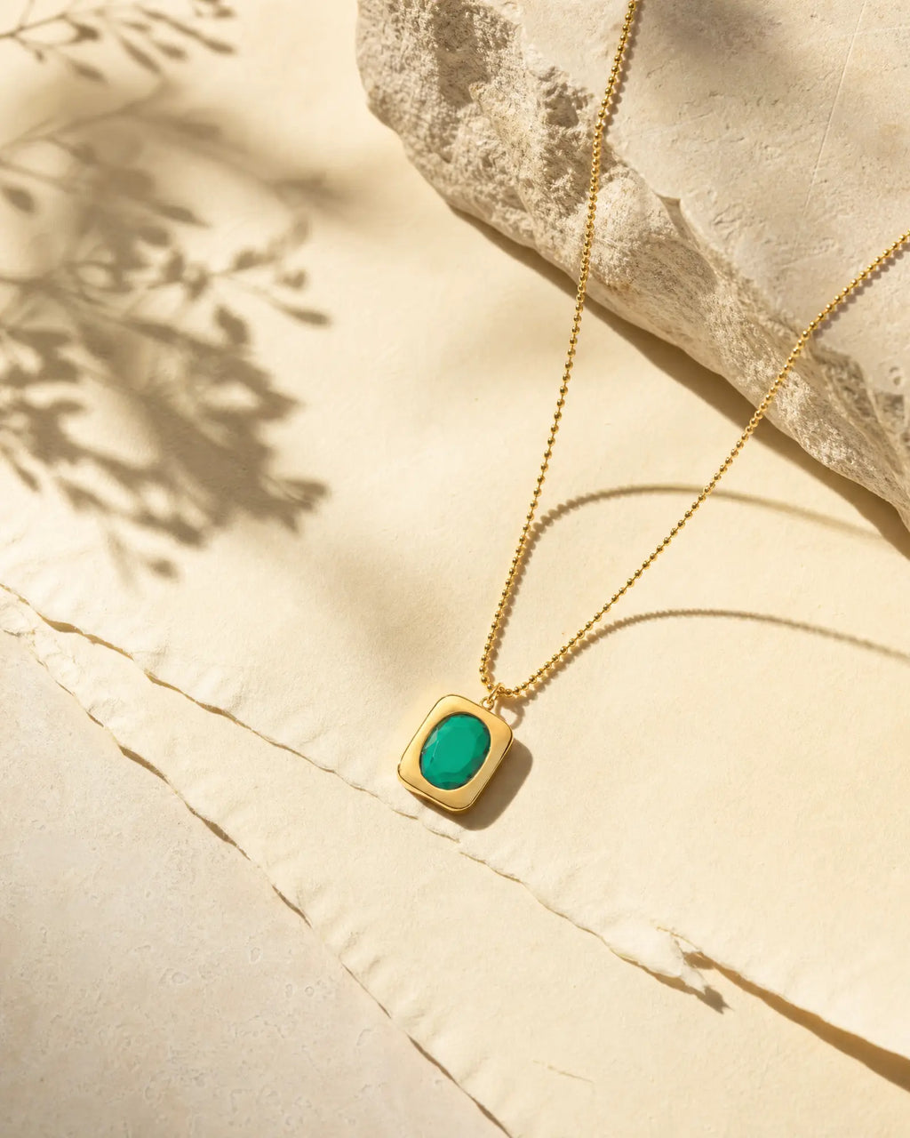 Vintage Emerald Stainless Steel Necklace