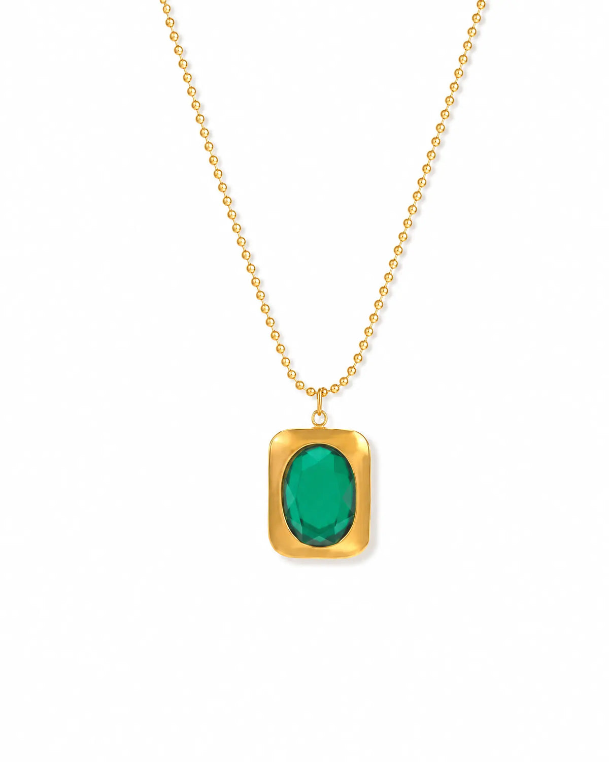 Vintage Emerald Stainless Steel Necklace