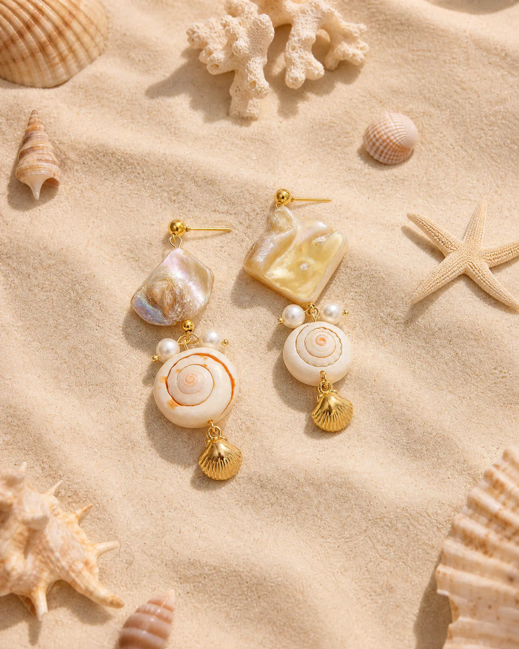 Spiral Shell Drop Earrings