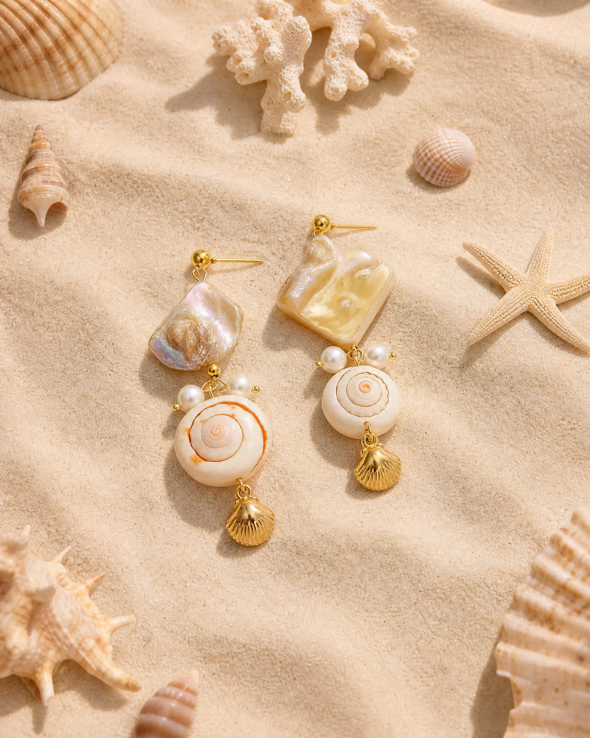 Spiral Shell Drop Earrings