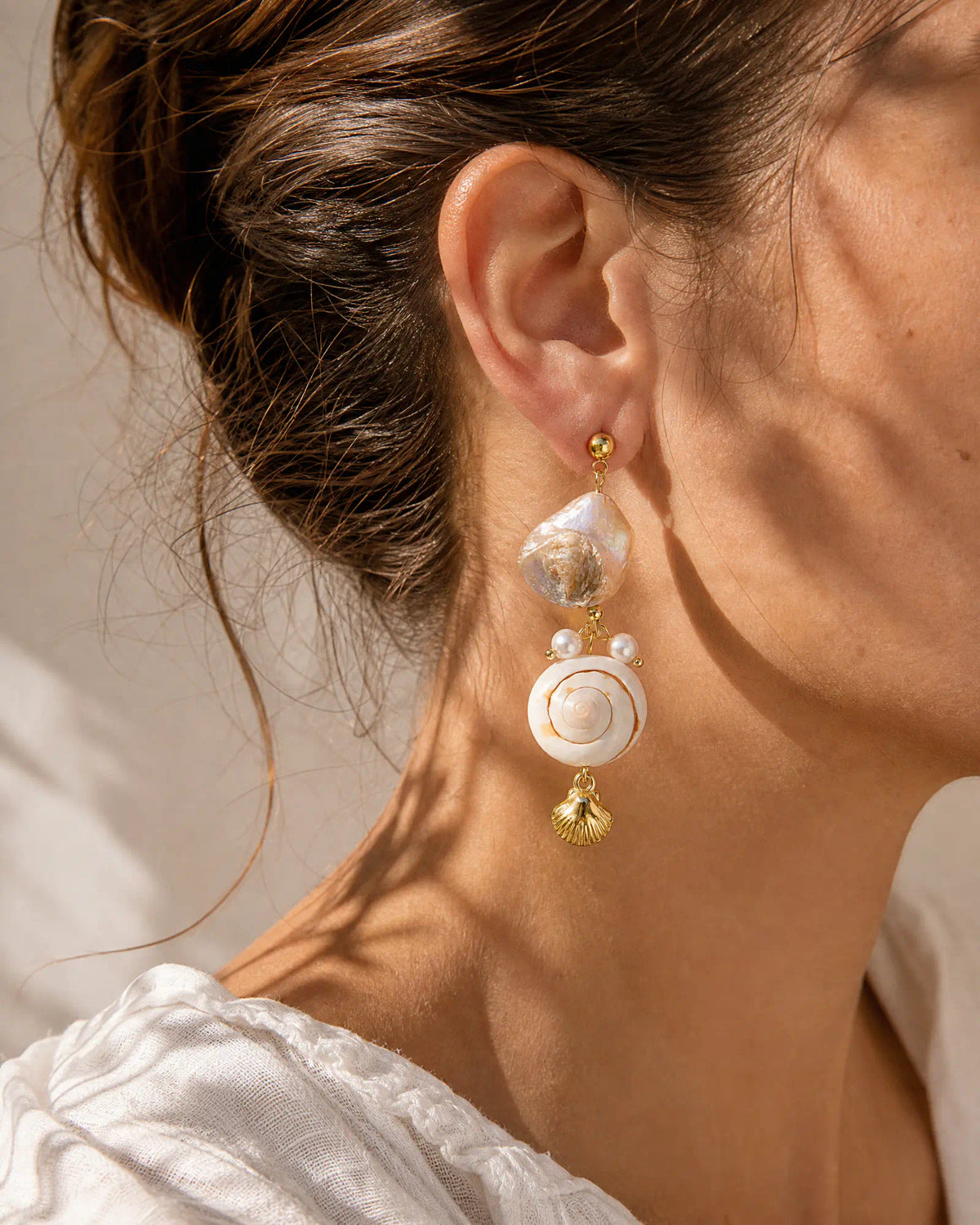 Spiral Shell Drop Earrings
