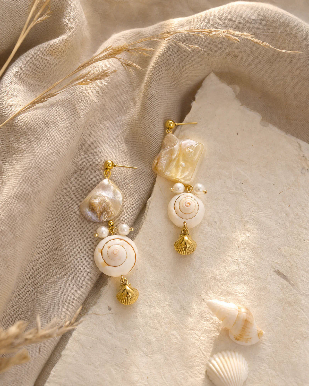 Spiral Shell Drop Earrings