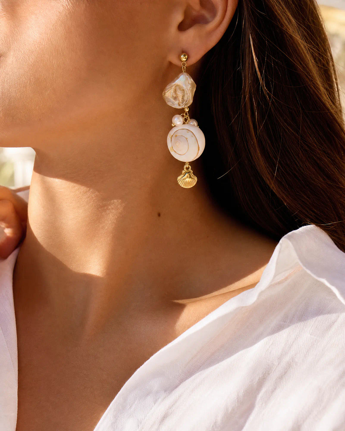 Spiral Shell Drop Earrings
