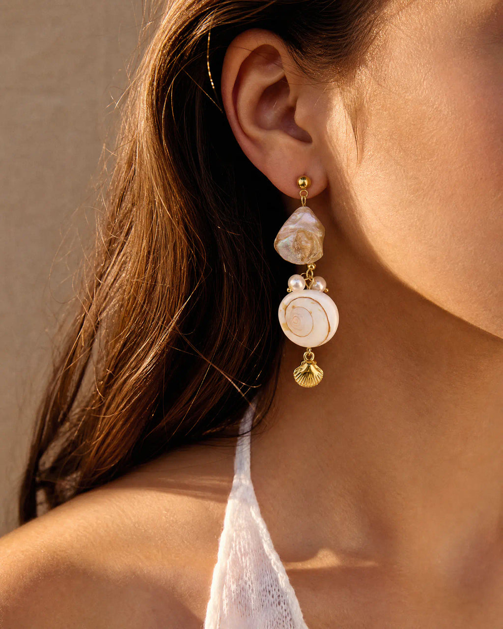Spiral Shell Drop Earrings