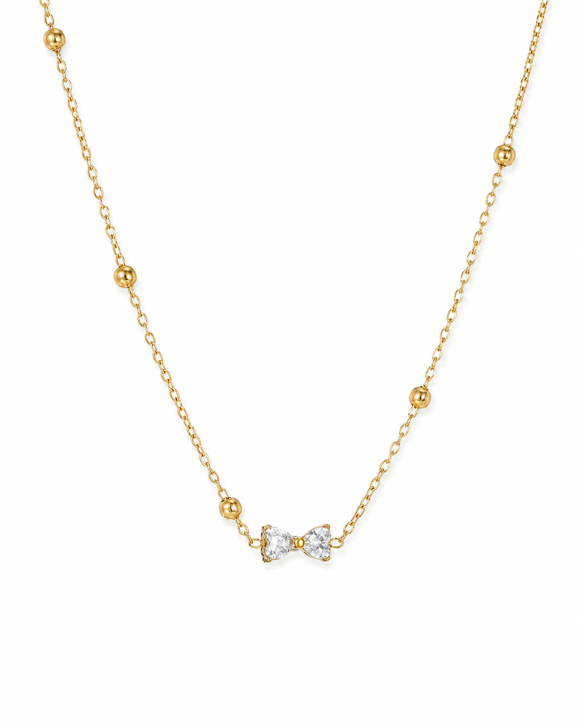 Wearlumi Beaded Bow Pendant Necklace on white background hero studio shot