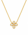Wearlumi Four Petal Beaded Clover Pendant Necklace front view on white background