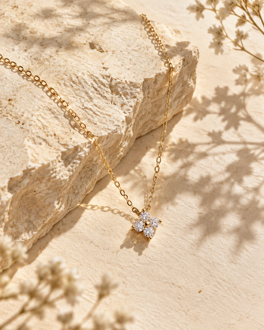Wearlumi Four Petal Bloom Necklace limestone scene