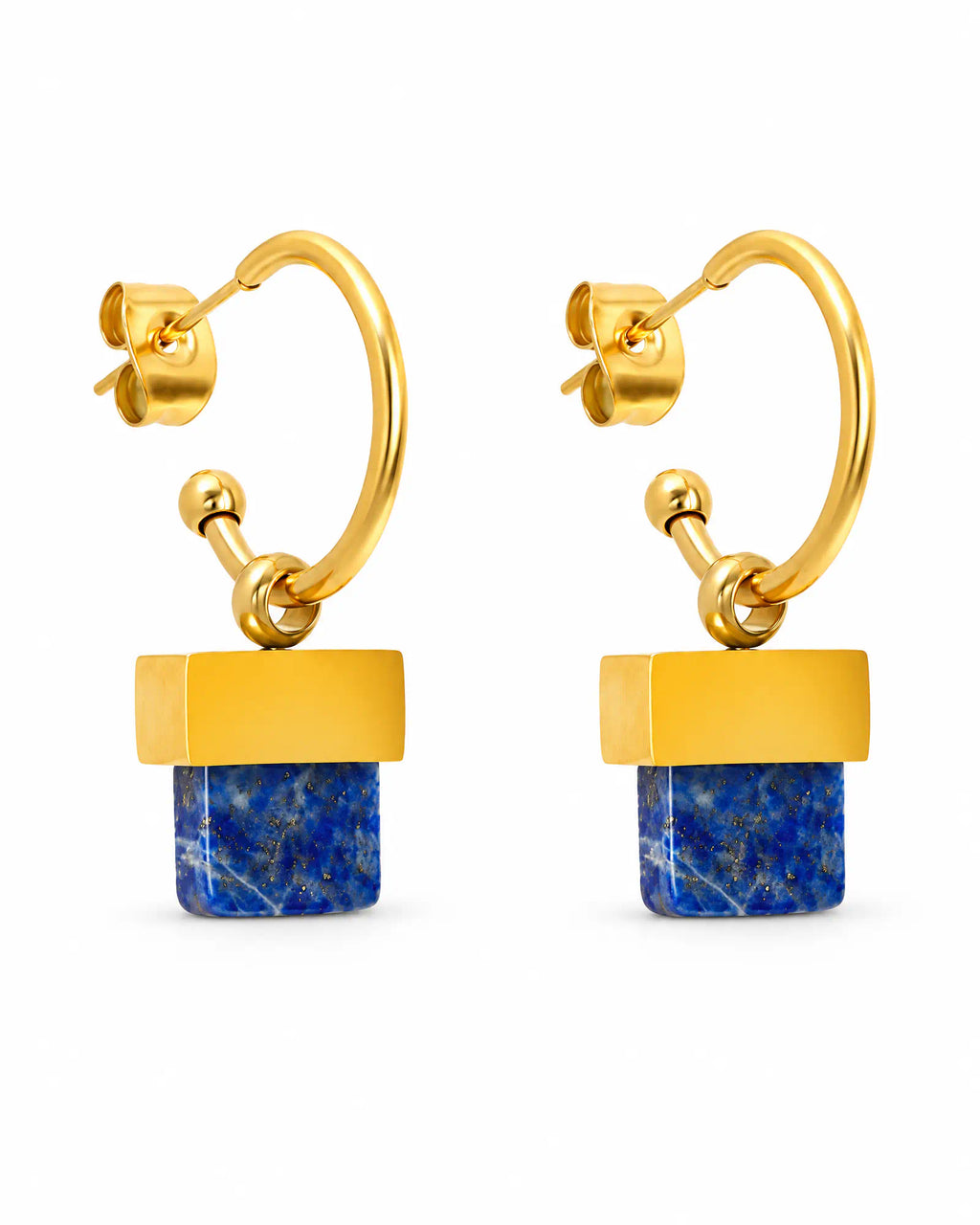 Stepped Horizon Hoop Earrings hero view on white background