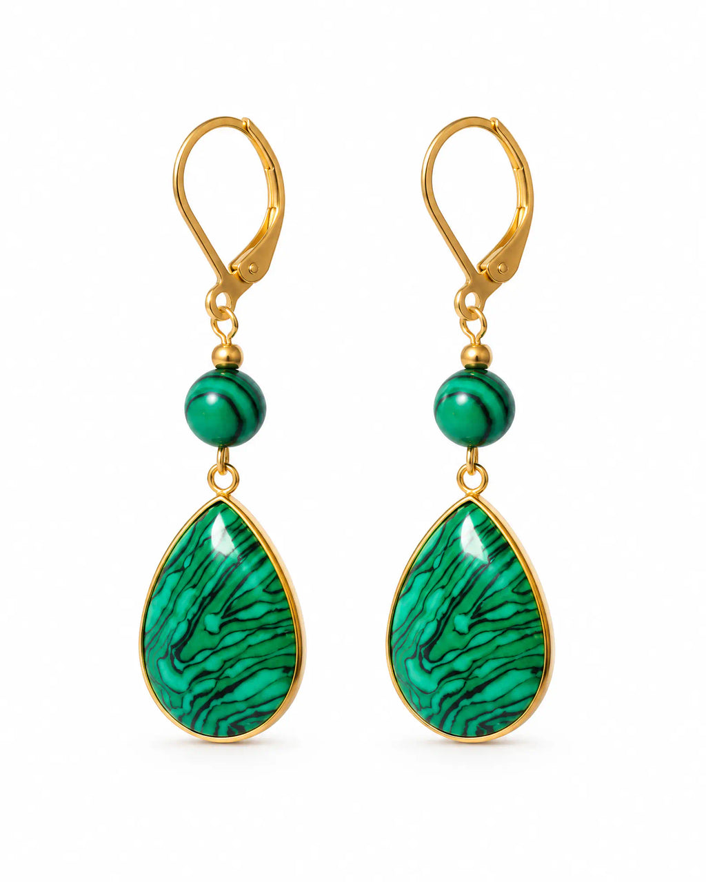 Verdant Teardrop Leverback Earrings hero view on white background
