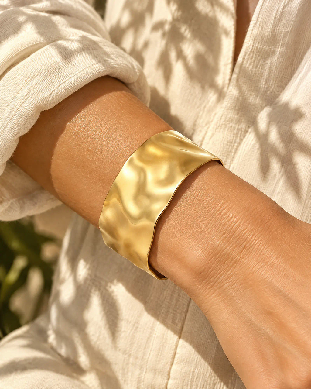 Shoreline Wave Open Cuff worn on wrist