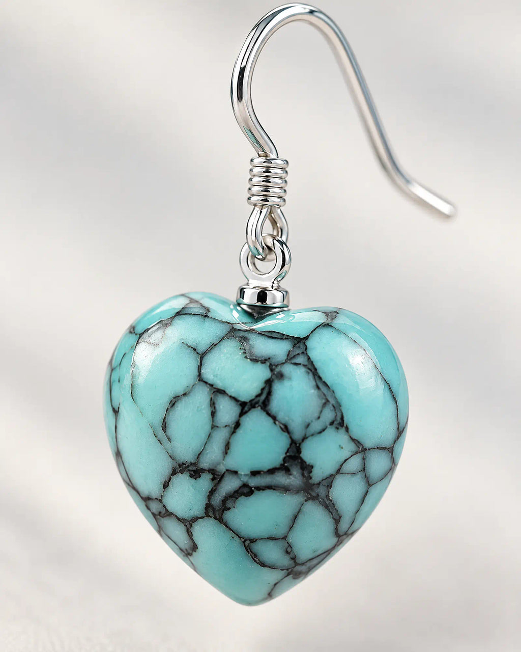 Cerulean Heart Wire Drops surface texture and matrix veining macro detail