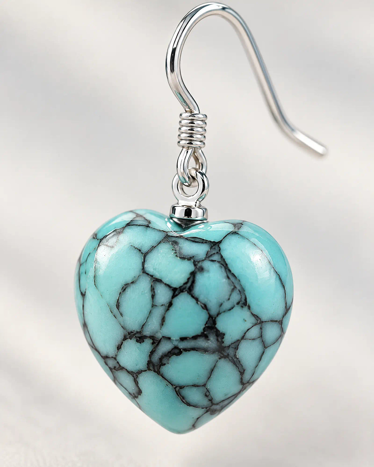 Cerulean Heart Wire Drops surface texture and matrix veining macro detail