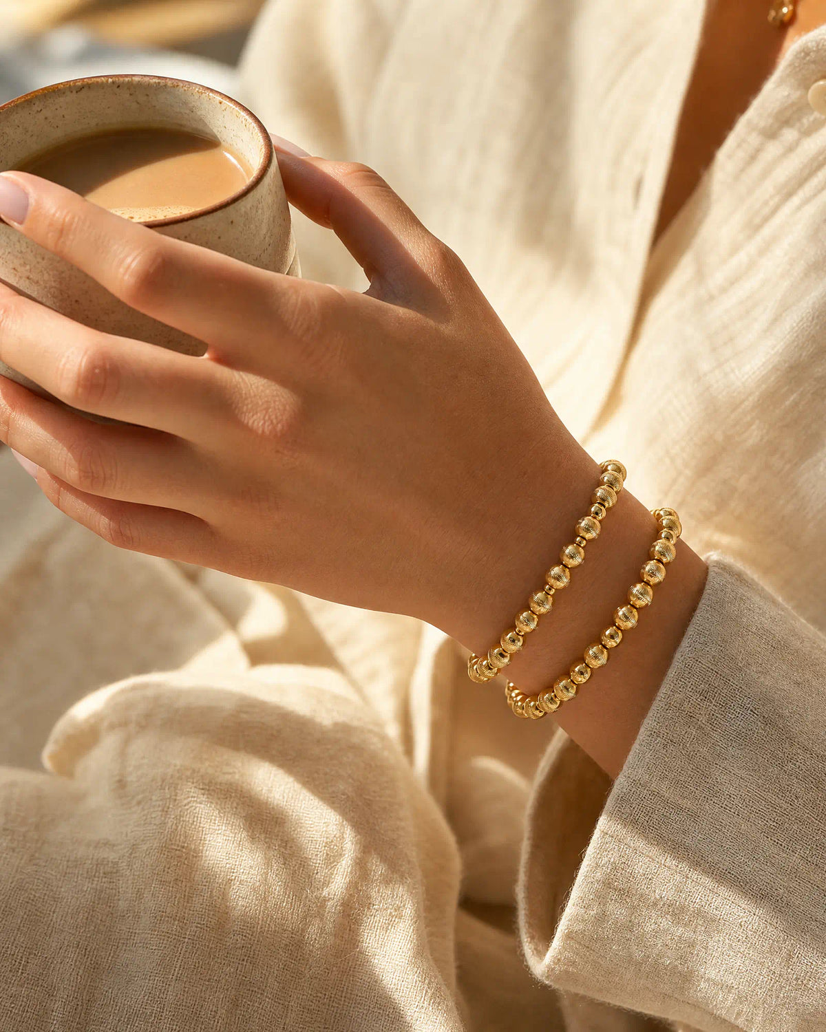 Fluted Bead Bracelet Set