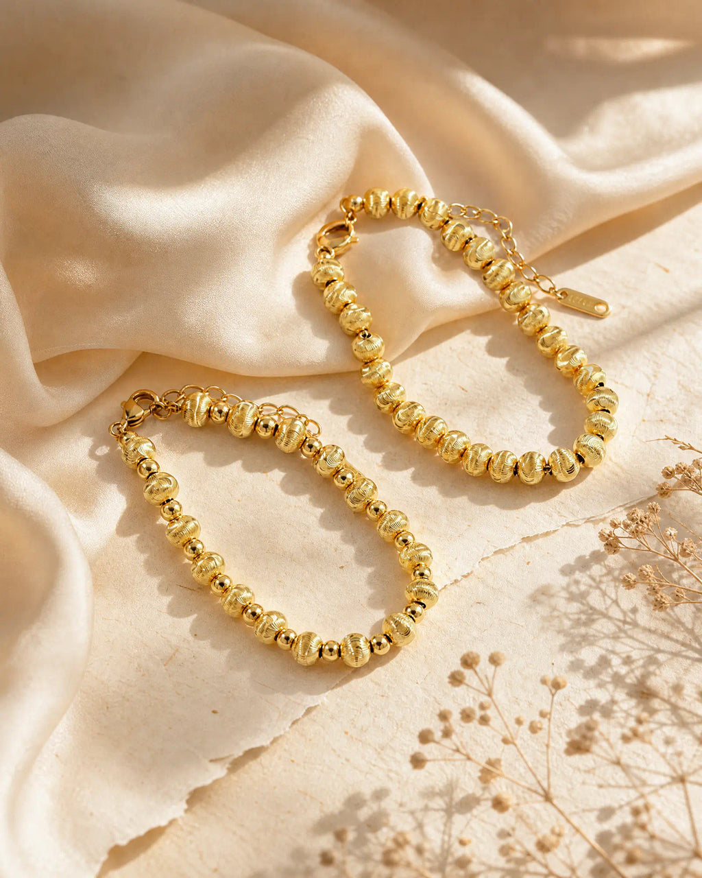 Fluted Bead Bracelet Set